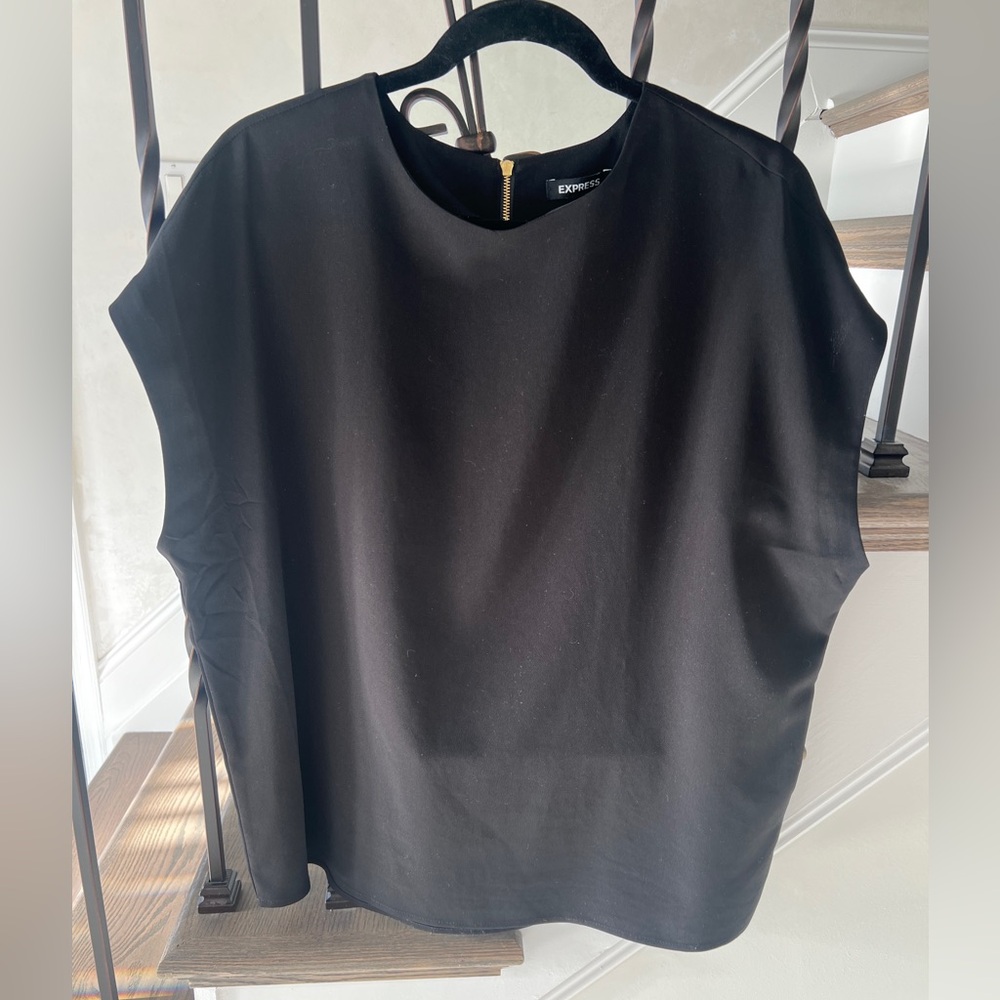 Express Classic Black Blouse | Sleeveless | Size Large | Gold Zipper